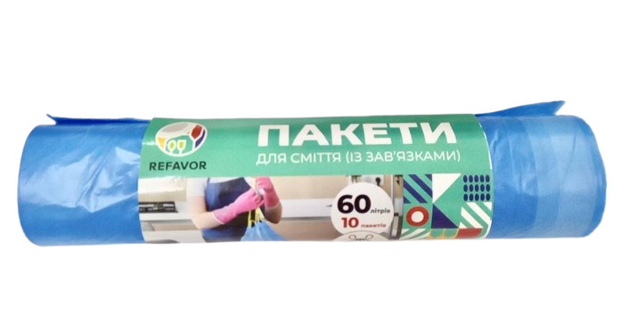 RFV Пакети для сміття 60 літрів (10шт) на зав'язках