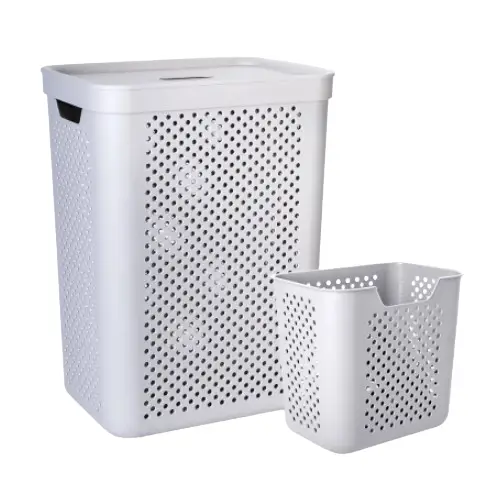 Корзина для білизни 45л з органайзером Simple (сіра) Алеана