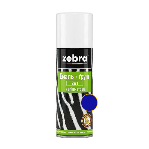 Zebra Емаль Spray 2в1 напівматова 400мл (СИНЯ) 48