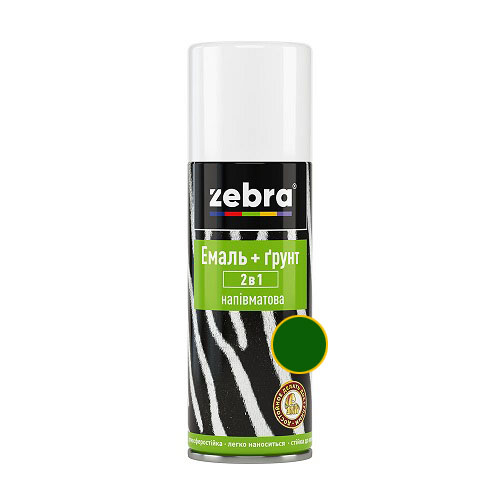 Zebra Емаль Spray 2в1 напівматова 400мл (ТЕМНО-ЗЕЛЕНА) 38