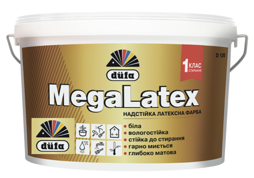 Dufa D120 Megalatex  5л (7кг) фарба надстійка 1 Клас стирання