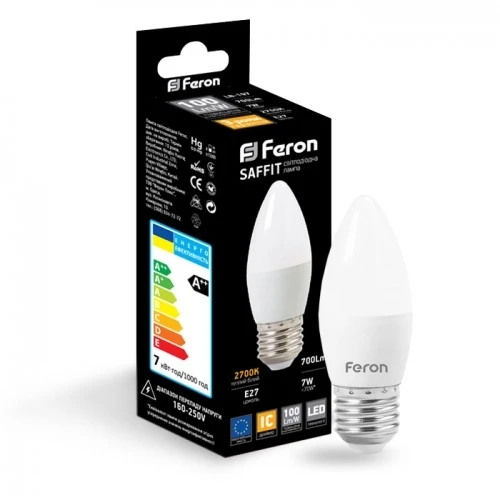 FERON LB-197 C37 230V 7W E27 2700K Saffit (свічка)