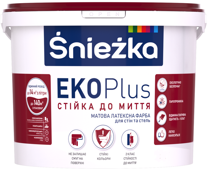 Sniezka Eko Plus стійка до миття 10л (13,7кг) сніжно-біла